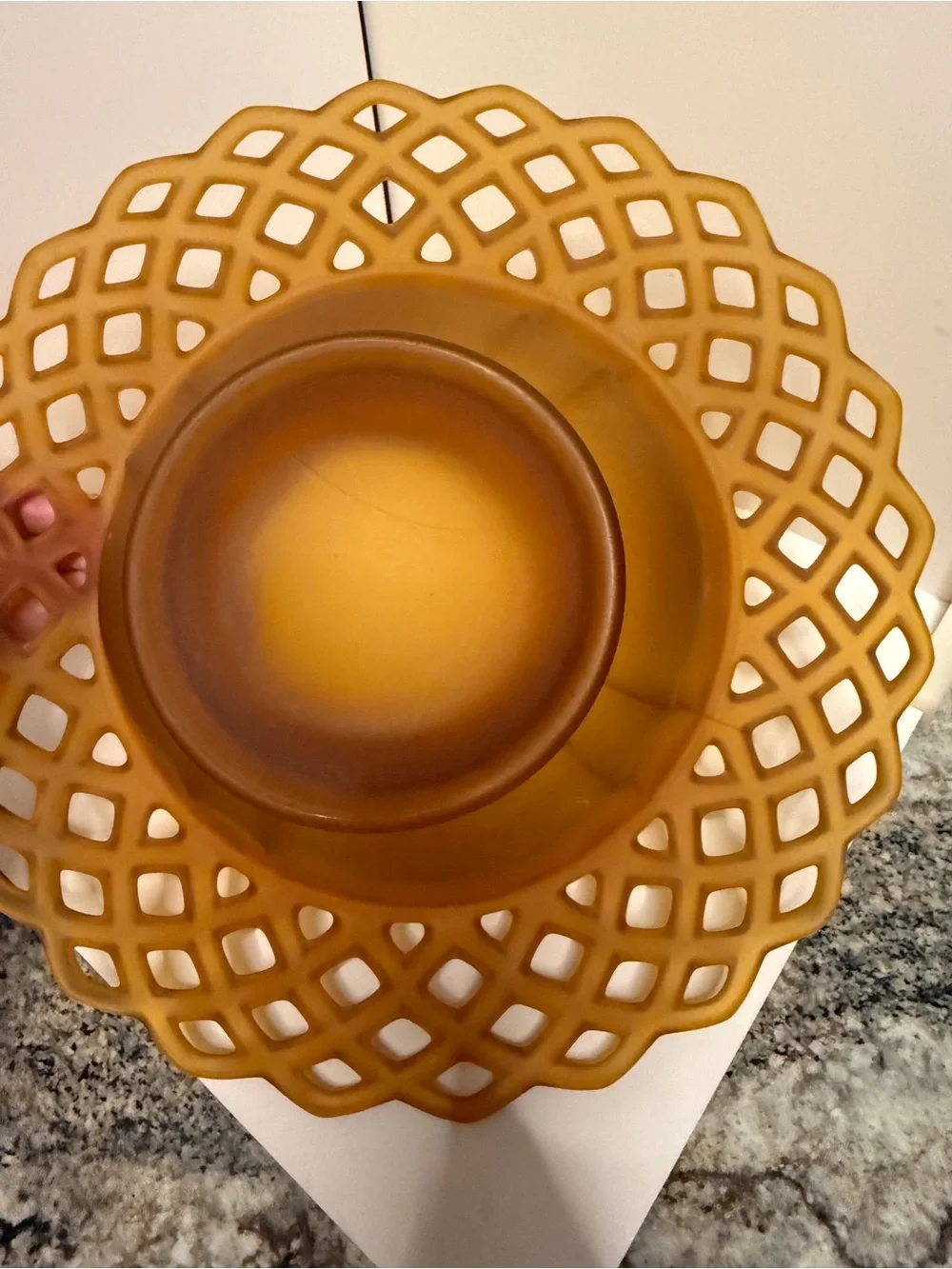 Vintage Westmoreland Frosted Amber Lattice bowl